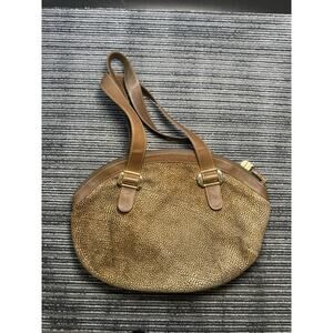 Borbonese Redwall Quil Pattern Brown Shoulder Bag